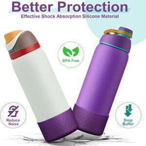 2PCS Silicone Water Bottle Boot, Anti-Slip Protective Sleeve Bottom (Clear)